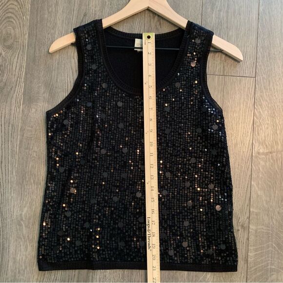 CHICO’S Sequins Tank Top Women’s Small Black. - Picture 8 of 10